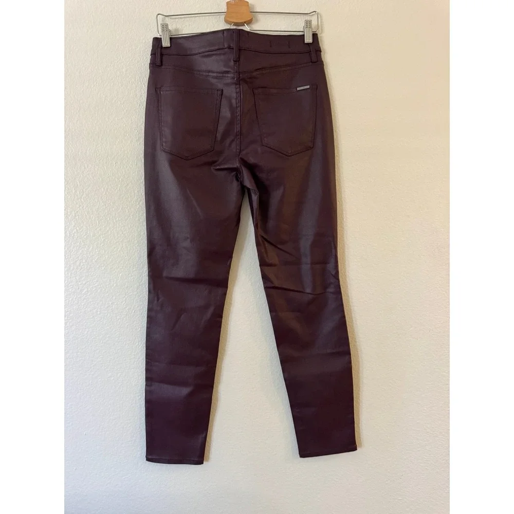 White House Black Market Coated Skinny Pants High Rise 8S Black Cherry Burg NEW